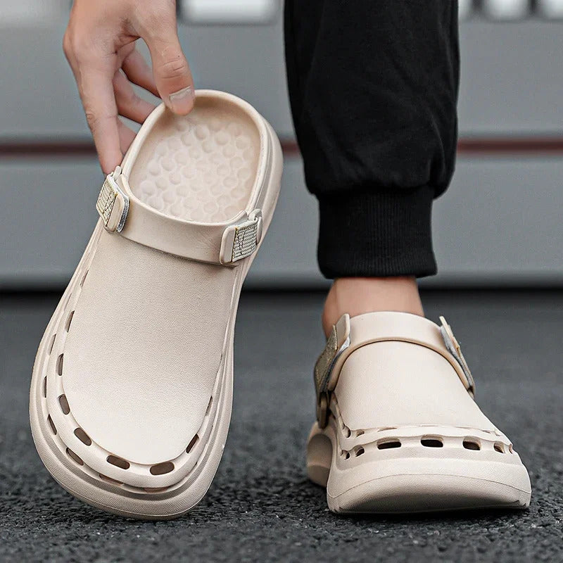 Quick-Dry EVA Solid Color Mens Sandals Fashion Trendy Lightweight Outdoor Travel Essentials Beach Shoes Casual Men’s Slippers