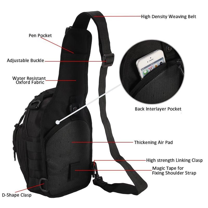 Tactical Compact EDC Shoulder Sling Bag for Men - Crossbody and Chest Pack for Travel, Camping, Trekking, Outdoor Sports - Adjustable Multifunction Durable dealsforyoudays