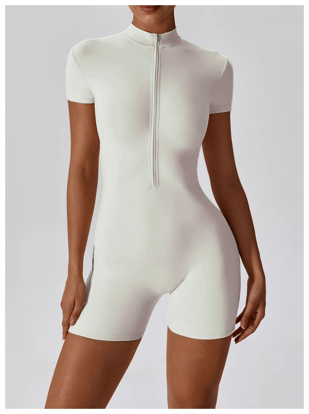 European and American Summer Zipper Short Sleeve Yoga Jumpsuit for Women Dance Fitness Tight Sports Jumpsuit Swimsuit