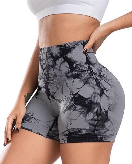 Women's Tie Dye Print High Waist Seamless Tummy Control Butt Lifting Sports Leggings, Casual Comfy Breathable Wide Waistband Skinny Shorts Yoga Leggings for Exercises Gym Workout, Women Sport & Outdoor Clothing for Summer
