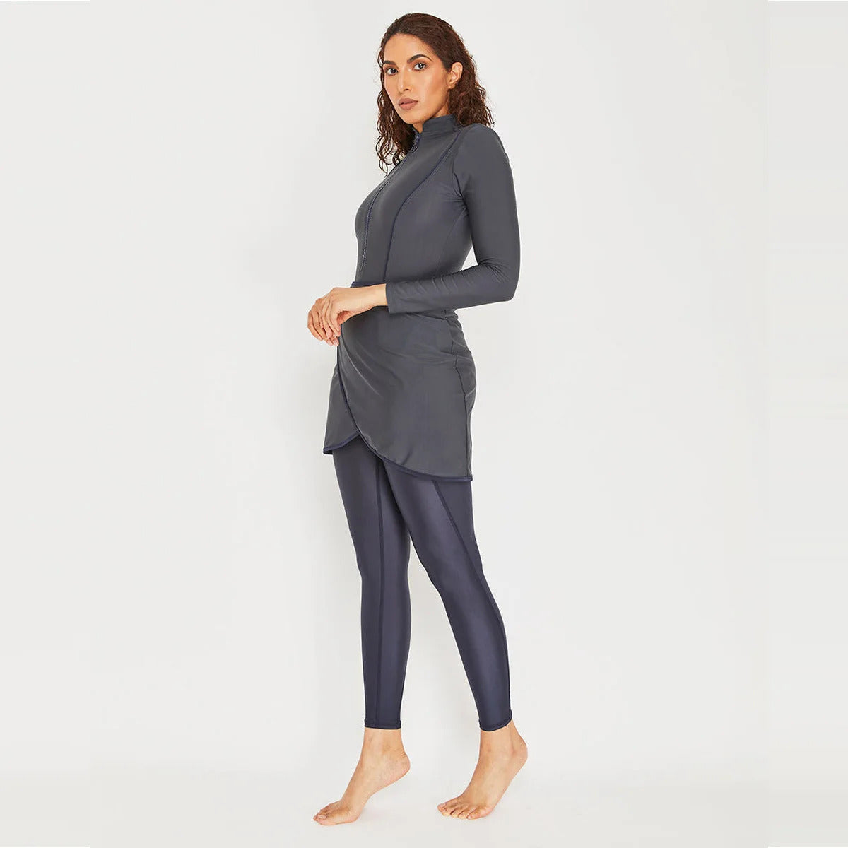 New Muslim Swimwear Women Modest Patchwork Hijab Long Sleeves Sport Swimsuit 3pcs Islamic Burkinis Wear Bathing Suit