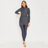 New Muslim Swimwear Women Modest Patchwork Hijab Long Sleeves Sport Swimsuit 3pcs Islamic Burkinis Wear Bathing Suit