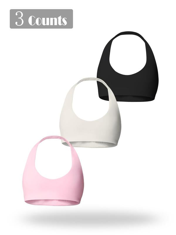 Women's Solid Wireless Halter Sports Bra, Breathable Comfortable High Stretch Sports Bra, Ladies Sportswear for Workout Gym Yoga, Fitness Clothes, Wireless Sports Bras, Yoga Workout Activewear