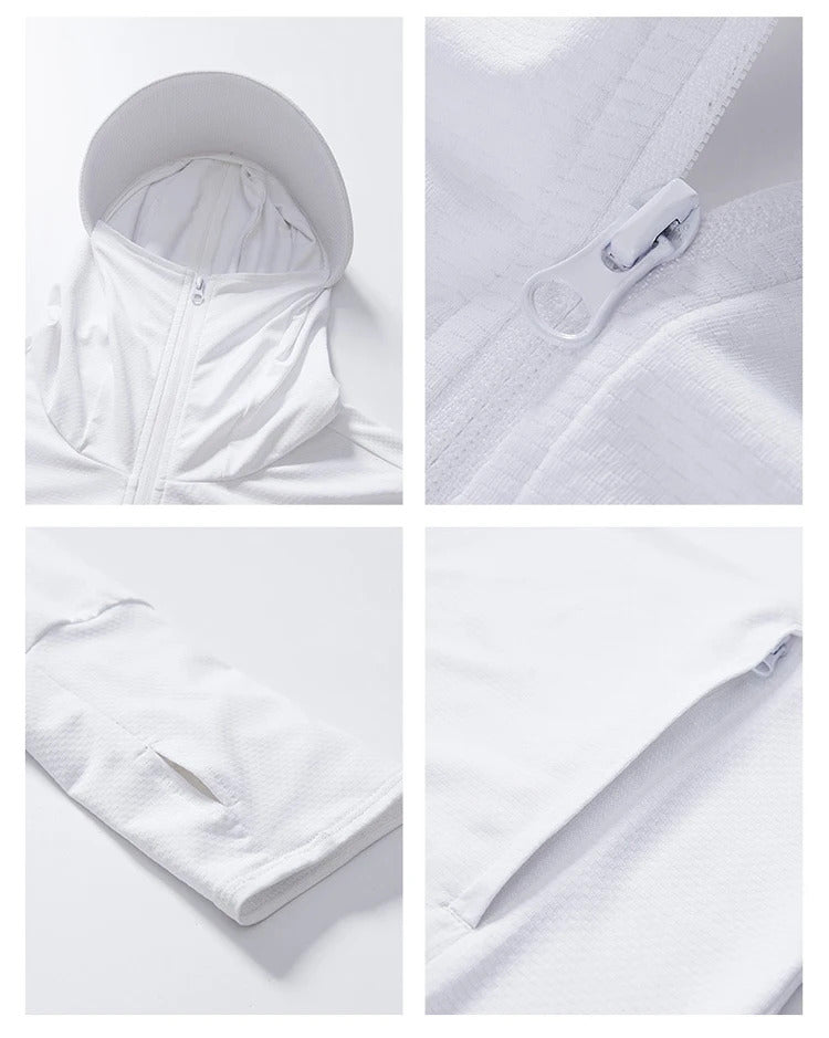 Summer Women Men Fishing Shirt UV Proof Coat Quick Dry Thin Sunscreen UPF50+ Outwear Hooded Cycling Beach Clothes