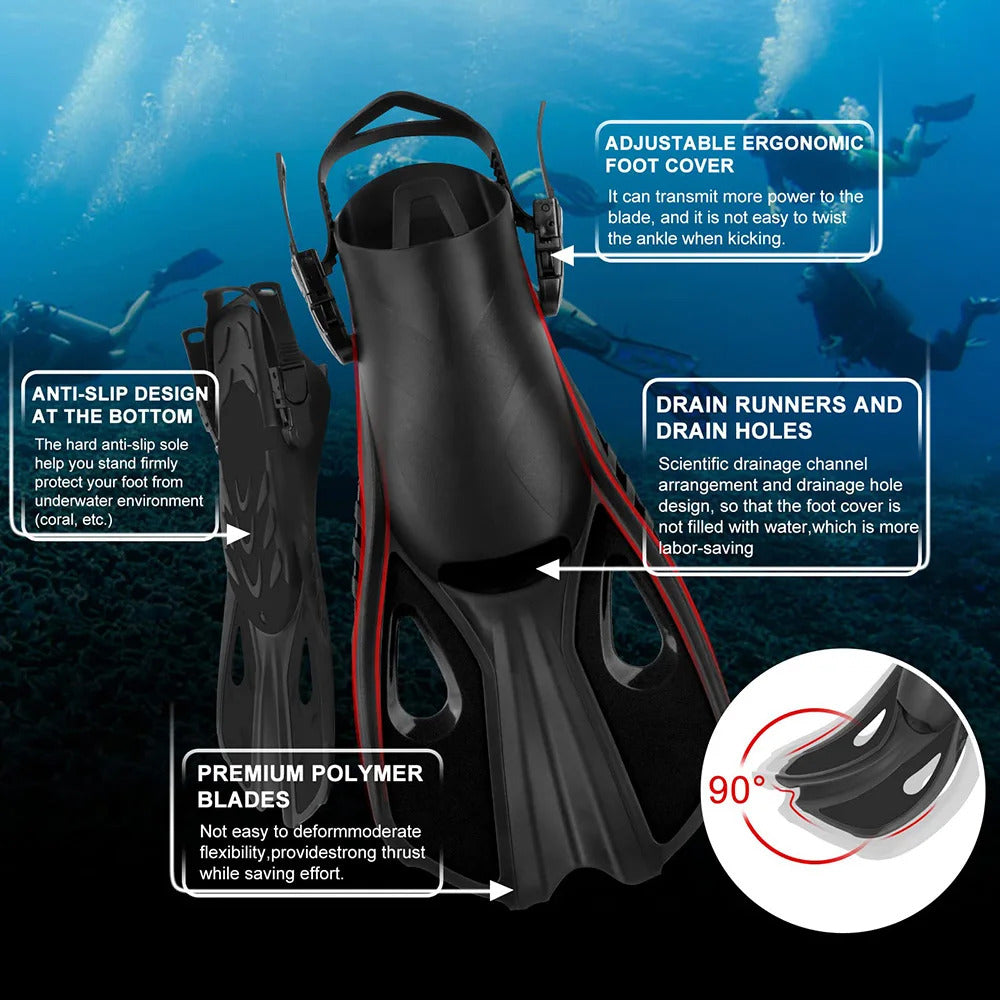 Swim Flippers Short Diving Frog Shoes Duck Webs Adjustable Silicone Travel Size Open Heel Adult Men Women Youth Kid