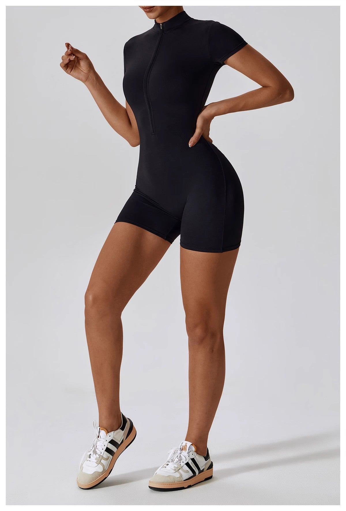 European and American Summer Zipper Short Sleeve Yoga Jumpsuit for Women Dance Fitness Tight Sports Jumpsuit Swimsuit