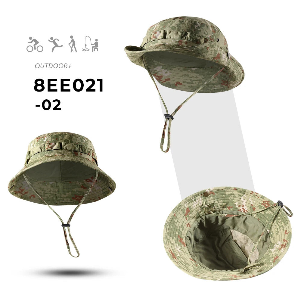Tactical Fishing Boonie Hats Camouflage Panama Cap Hunting Shooting Outdoor Camping Sun Protection Folding Fisherman Bucket Hat
