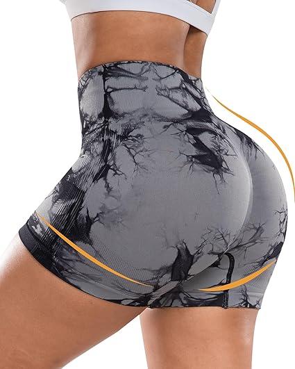 Women's Tie Dye Print High Waist Seamless Tummy Control Butt Lifting Sports Leggings, Casual Comfy Breathable Wide Waistband Skinny Shorts Yoga Leggings for Exercises Gym Workout, Women Sport & Outdoor Clothing for Summer