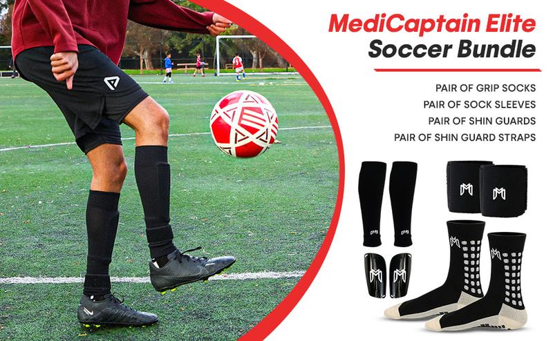 Elite Soccer Bundle - Grip Sock, Shin Guards, Pre-Cut Sock Sleeves, and Shin Guard Straps Bundle – Essential Equipment for Futbol Players