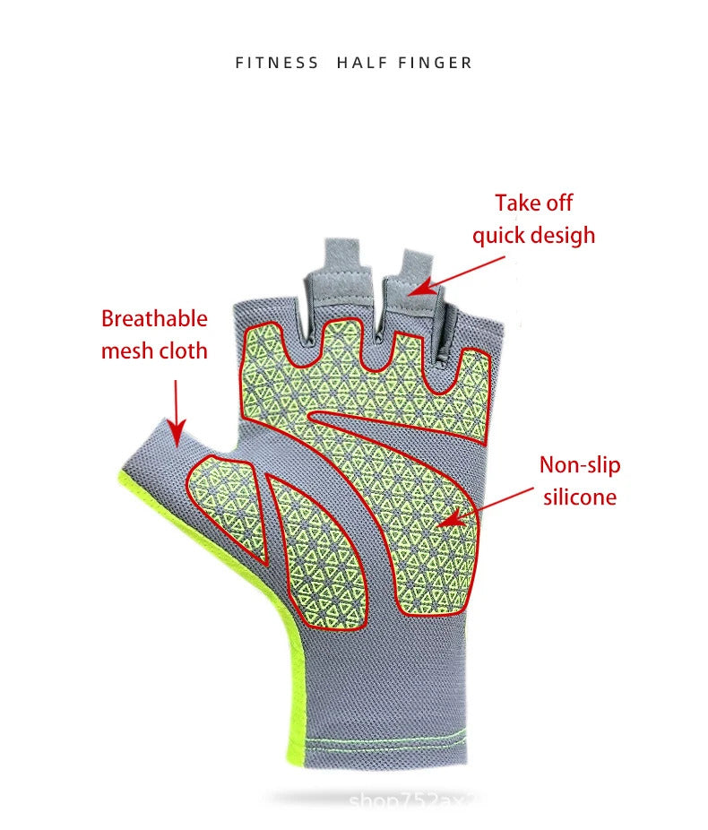 Summer Cycling Gloves Fingerless Fitness Fishing Women Men Spring Gym Breathable Non-slip Yoga Elastic Sport Bicycle Gloves