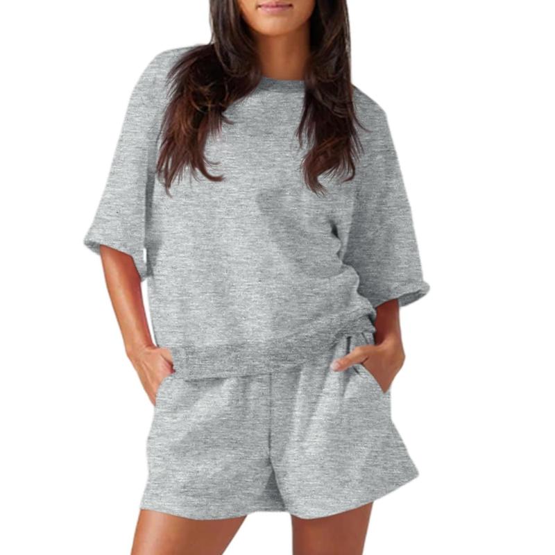 Womens 2 Piece Outfits Oversized Cropped Sweatshirt and High Waist Running Shorts Tracksuit Sets tracksuits men