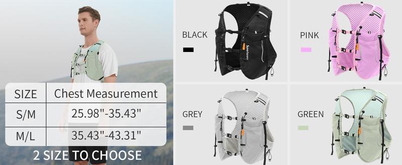 Sportsnew Running Vest for Women Men, Lightweight 10L Hydration Backpack with Waterproof Phone Pocket, 2L Water Bladder or 500ml Soft Flasks, Breathable Pack for Hiking Trail Running Cycling Marathon Outdoor