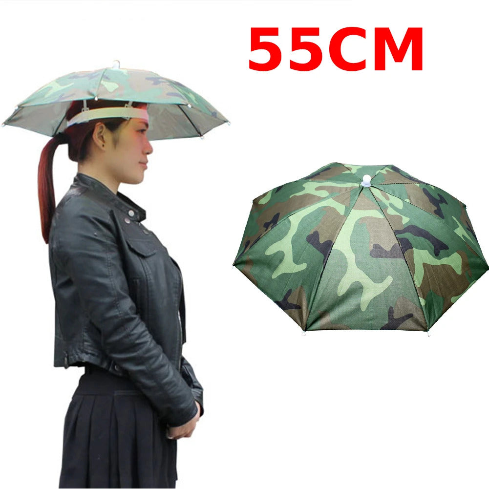 Portable Head Umbrella Hat Fishing Caps Anti-Rain Fishing Anti-Sun Umbrella Hat Adults Children Unisex Outdoor Pesca Sports Cap