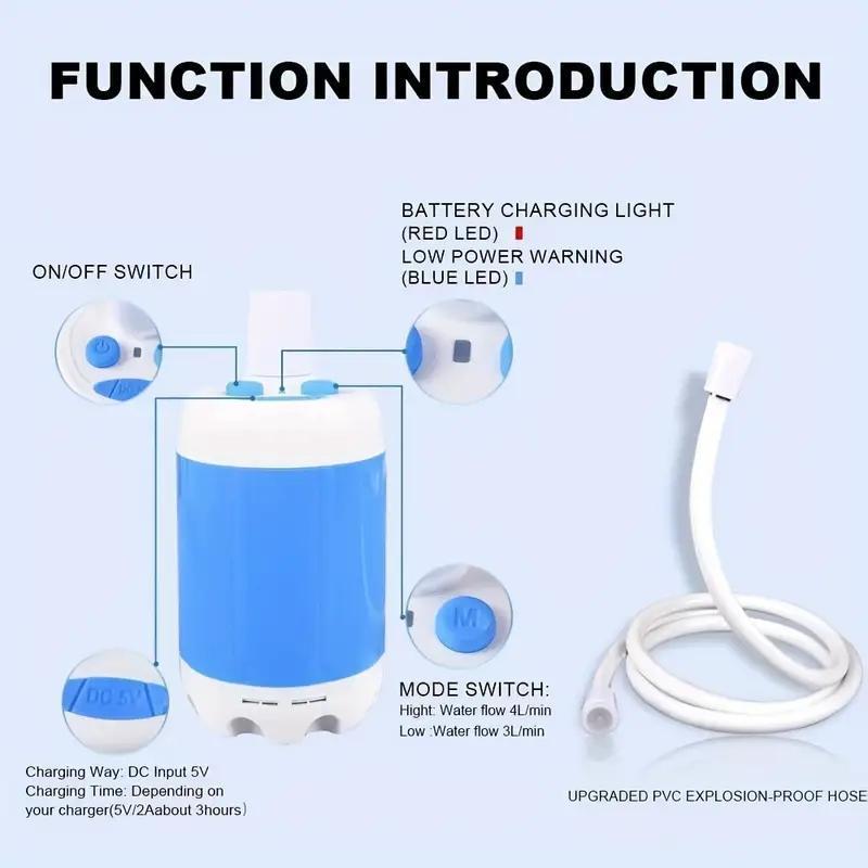 Outdoor Shower, Portable Shower for Camping, Compact Handheld Rechargeable Shower, Gentle Shower Stream,shower pump, pet Shower,outdoor car washing dealsforyoudays
