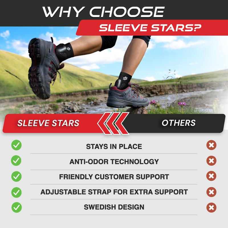 Sleeve Stars Ankle Brace for Sprain | Plantar Fasciitis Relief | Ankle Support for Women & Men | Ankle Compression Sleeve w/ Strap | Achilles Tendonitis Brace, Foot Brace Wrap