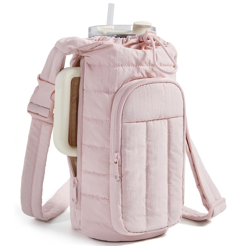 Water Bottle Holder Bag with Strap, 40/32 oz Gym Accessories with Phone Pocket, Sling Bag Purses for Women Drinkware Tumble