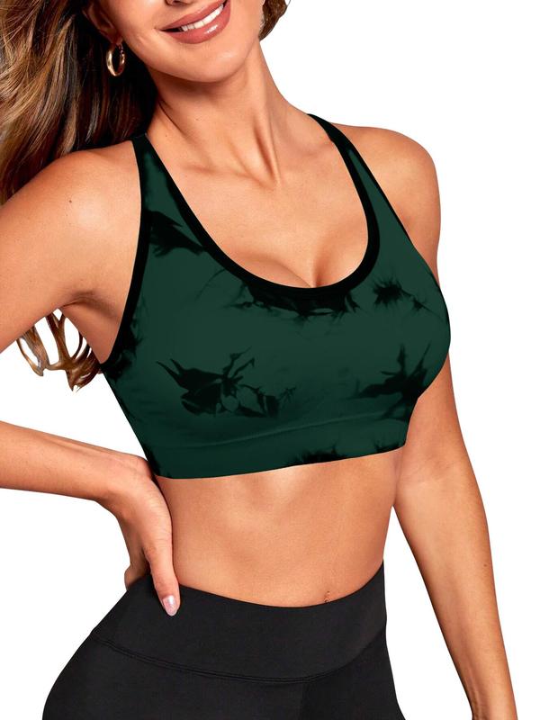 Women's Tie Dye Print Sports Bra, Breathable Comfortable High Stretch Sports Bra, Ladies Sportswear for Indoor Outdoor Wear, Women Workout Clothes