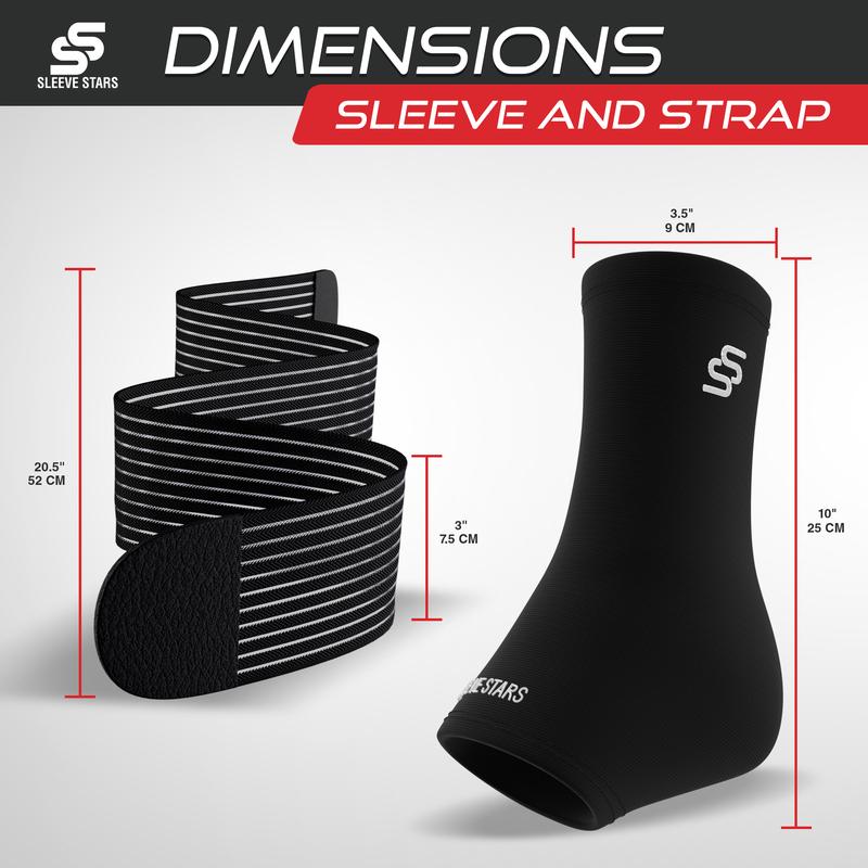 Sleeve Stars Ankle Brace for Sprain | Plantar Fasciitis Relief | Ankle Support for Women & Men | Ankle Compression Sleeve w/ Strap | Achilles Tendonitis Brace, Foot Brace Wrap