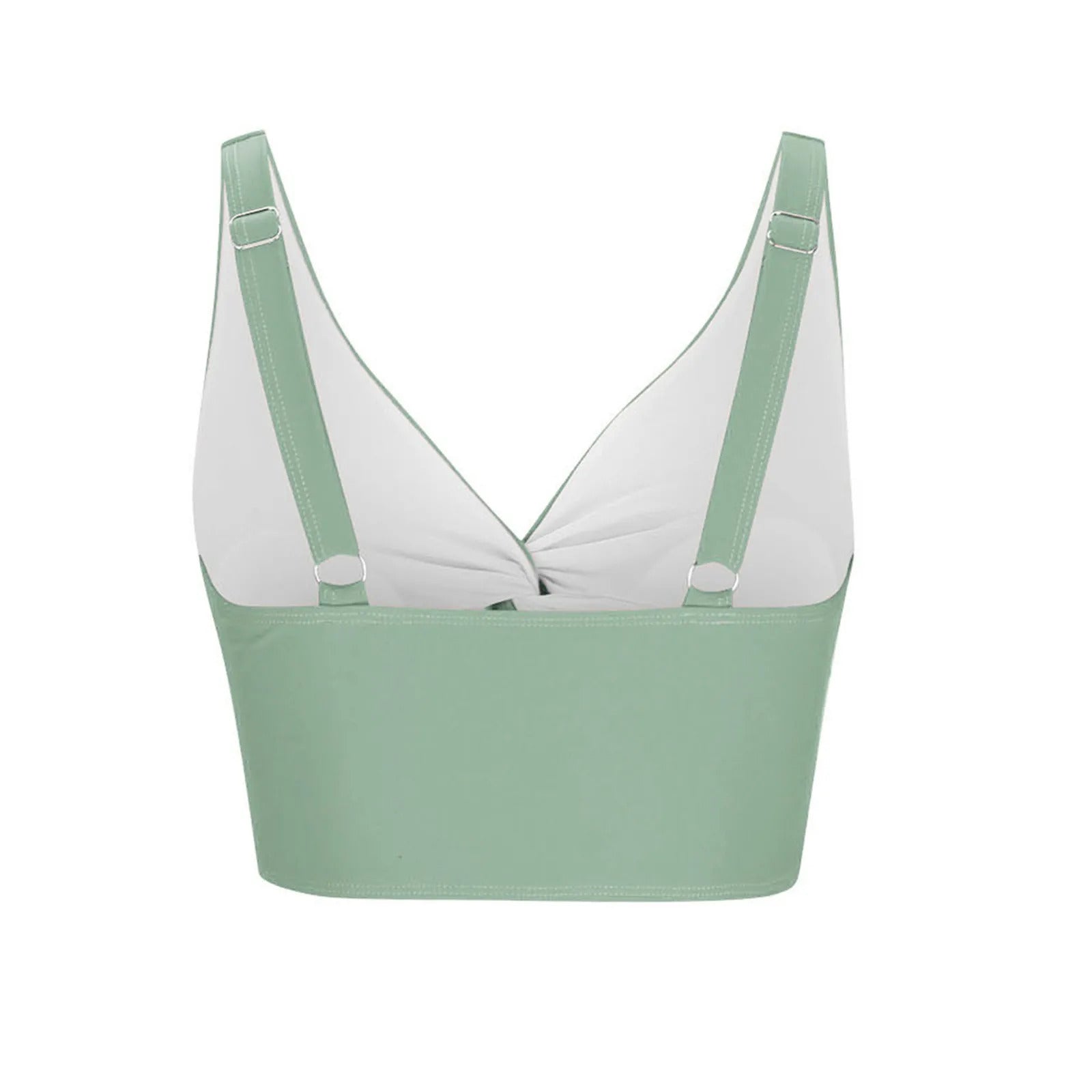 Women'S Swimsuit Top Solid Colour Bikini Swimsuit Fashion Gathering Push Up Tankini Swimsuit Sexy Backless Cross Strap Bikini