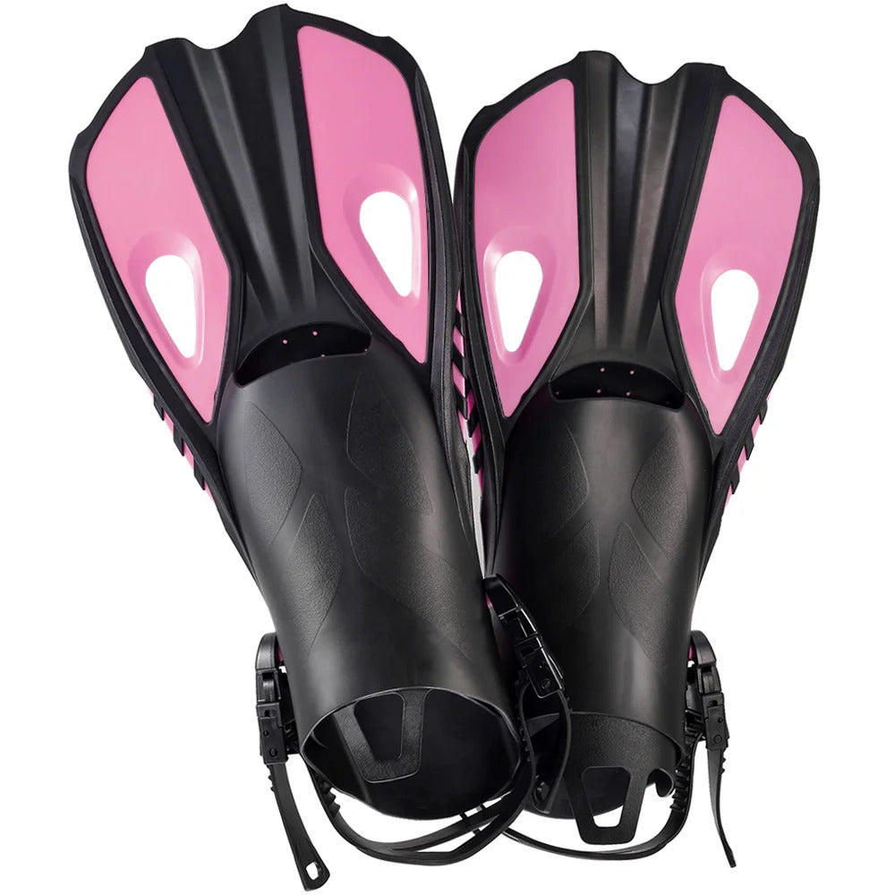 Swim Flippers Short Diving Frog Shoes Duck Webs Adjustable Silicone Travel Size Open Heel Adult Men Women Youth Kid