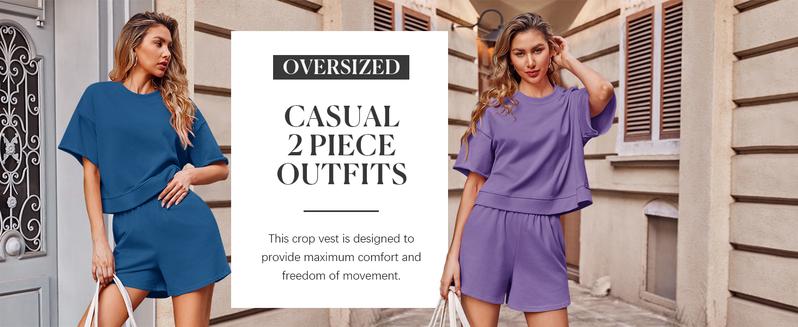 Womens 2 Piece Outfits Oversized Cropped Sweatshirt and High Waist Running Shorts Tracksuit Sets tracksuits men