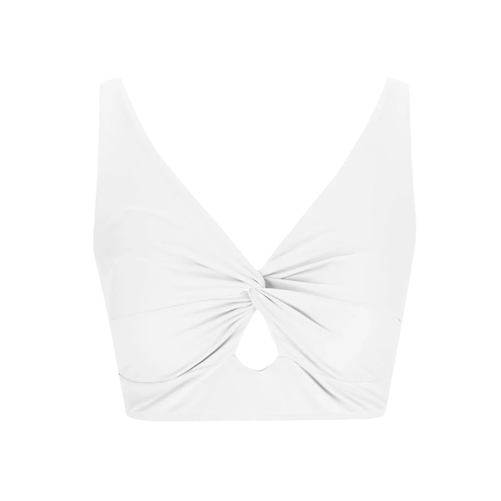 Women'S Swimsuit Top Solid Colour Bikini Swimsuit Fashion Gathering Push Up Tankini Swimsuit Sexy Backless Cross Strap Bikini