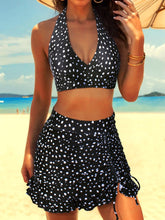 Womens High Waisted Bikini with Skirt Two Piece Swimsuit with Tummy Control Halter Bathing Suit V Neck Bikini Top with Built-in Bottom Bikini Skirt Full Coverage Bikini  dealsforyoudays