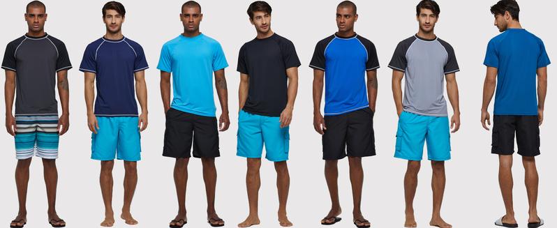Men's UPF 50+ Rashguard Swim Tee Short Sleeve Running Shirt Swimwear Swim Hiking Workout Shirts #fathersdaygifts