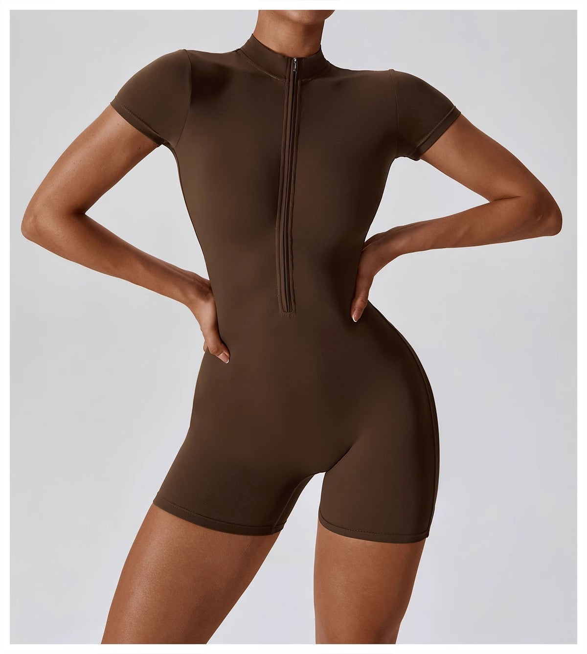 European and American Summer Zipper Short Sleeve Yoga Jumpsuit for Women Dance Fitness Tight Sports Jumpsuit Swimsuit