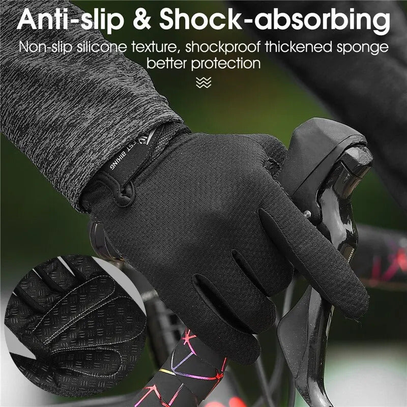 BIKING Summer Cycling Gloves Full Finger MTB Bike Gloves Touch Screen Non Slip Silicone Palm Driving Riding Gloves