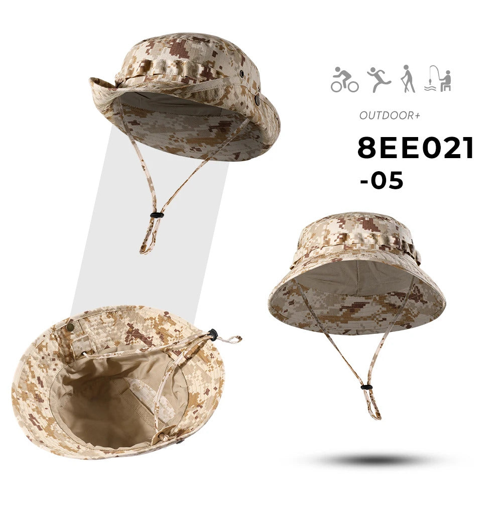 Tactical Fishing Boonie Hats Camouflage Panama Cap Hunting Shooting Outdoor Camping Sun Protection Folding Fisherman Bucket Hat