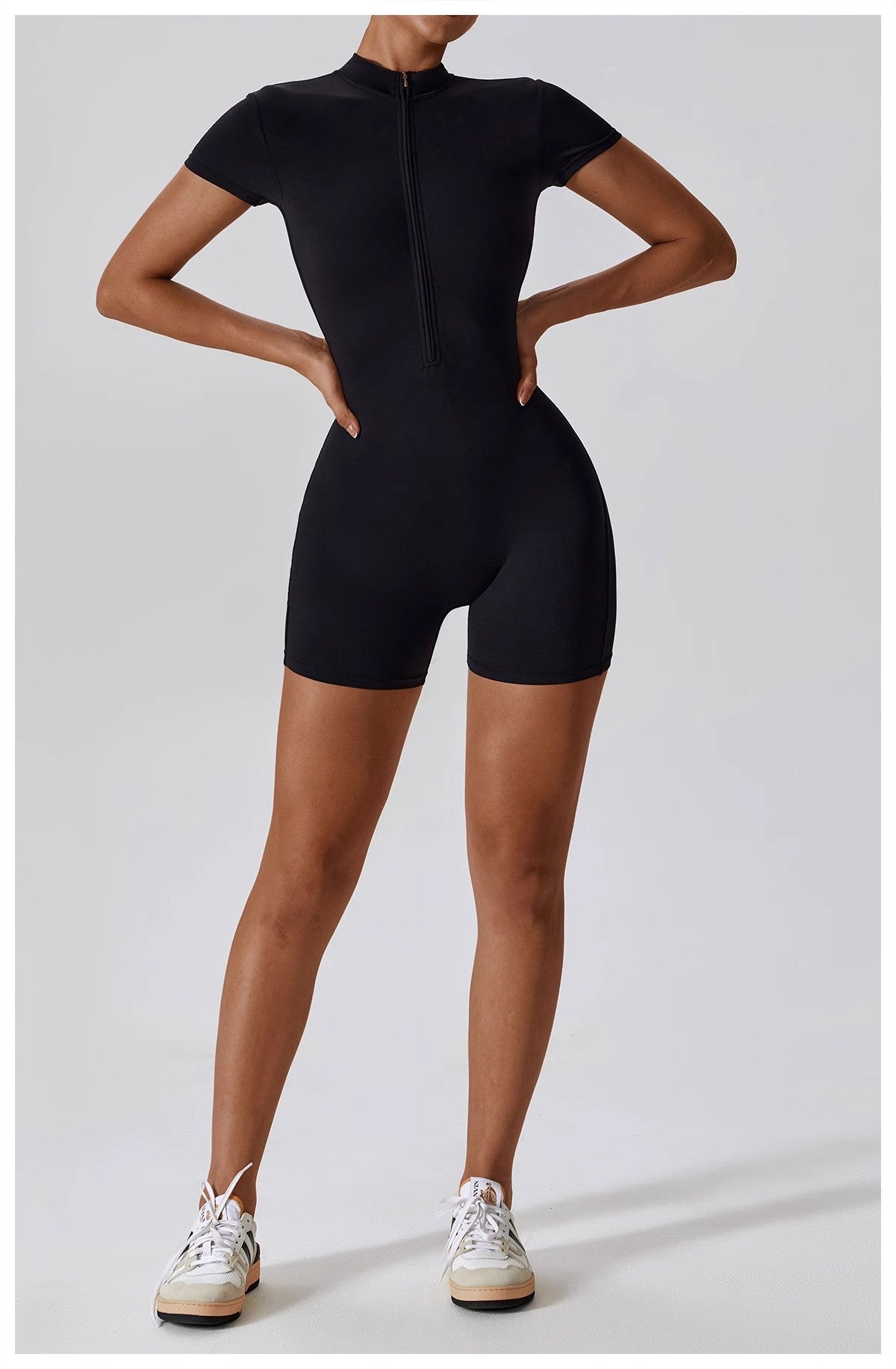 European and American Summer Zipper Short Sleeve Yoga Jumpsuit for Women Dance Fitness Tight Sports Jumpsuit Swimsuit