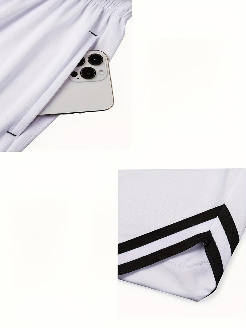 3PCS Men's Mesh Shorts, Three-Piece Set, Sports Basketball Shorts, Running, Fitness, Cycling, Hiking, Swimming, Quick-Dry, Breathable Elastic Shorts