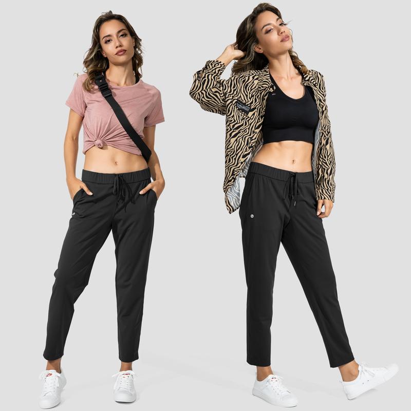Women's Pants with Deep Pockets 7/8 Sporty Skinny Bottoms Stretch Ankle Sweatpants Solid Tracksuits