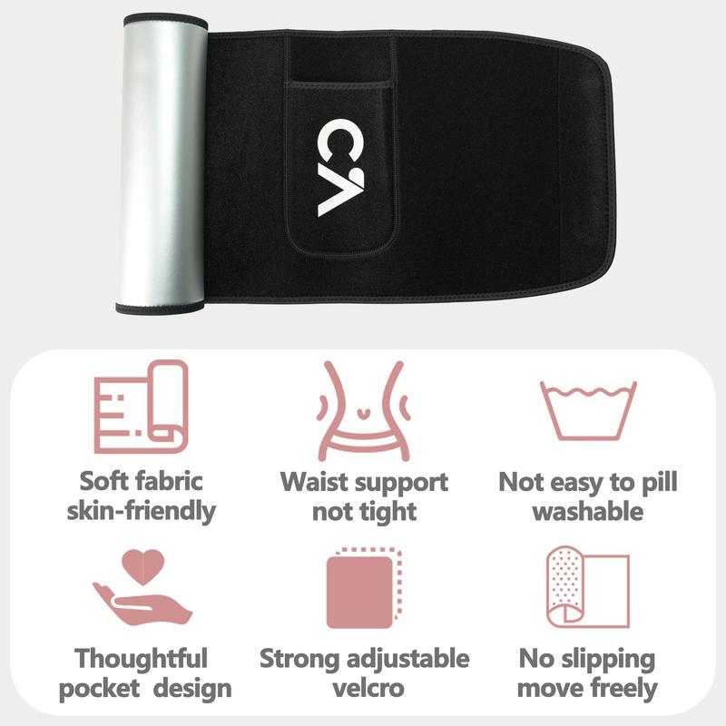 Sweat Belt  Ab Trainer for Women and Men Sweat Band Waist Trainer Belt for High Intensity Training and Gym Workouts 3 Adjustable Sizes - Black/Pink
