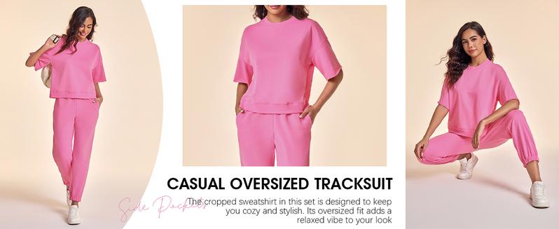 Womens 2 Piece Outfits Oversized Cropped Sweatshirt and High Waist Running Shorts Tracksuit Sets tracksuits men