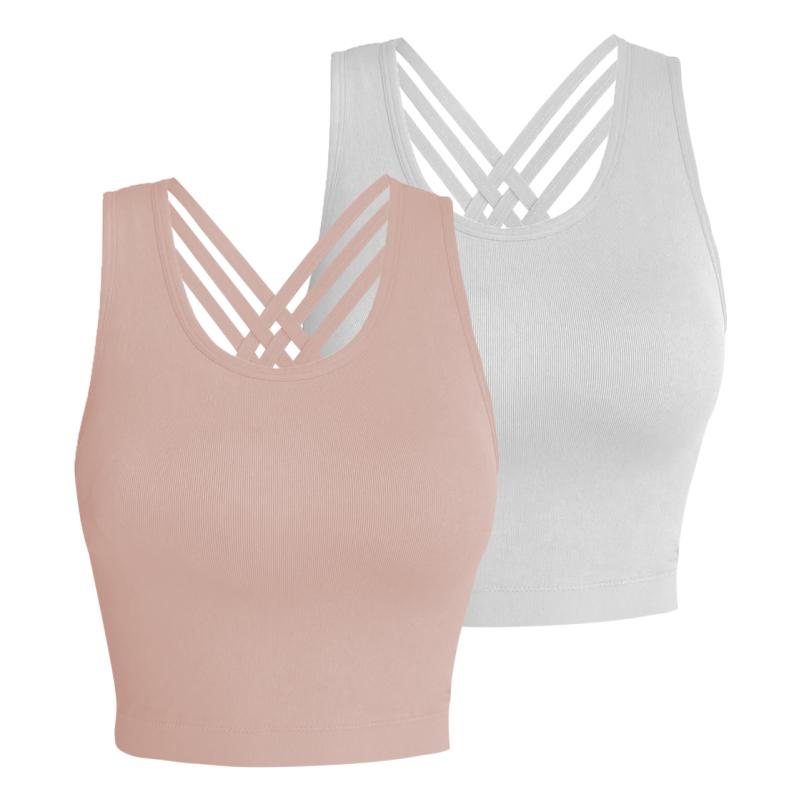 Pro-Fit Seamless 2 pieces  Cross-back sports bra, Comfortable, Support, Stretchy, Summer Outfits, everyday bra, Women Workout Clothes, Activewear 32678