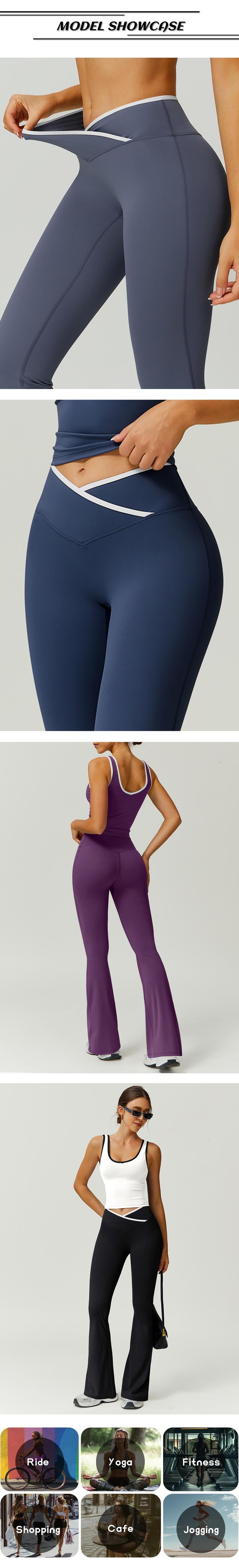 Color Block U-Neck Piped Tank & Bell Bottom Set , Stretch Fabric, Flared Fit , Yoga, Gym, Outdoor & Daily Athleisure , Wome Stylish Activewearn's Summer Lounge Sweatsuits Sleeveless Exercise