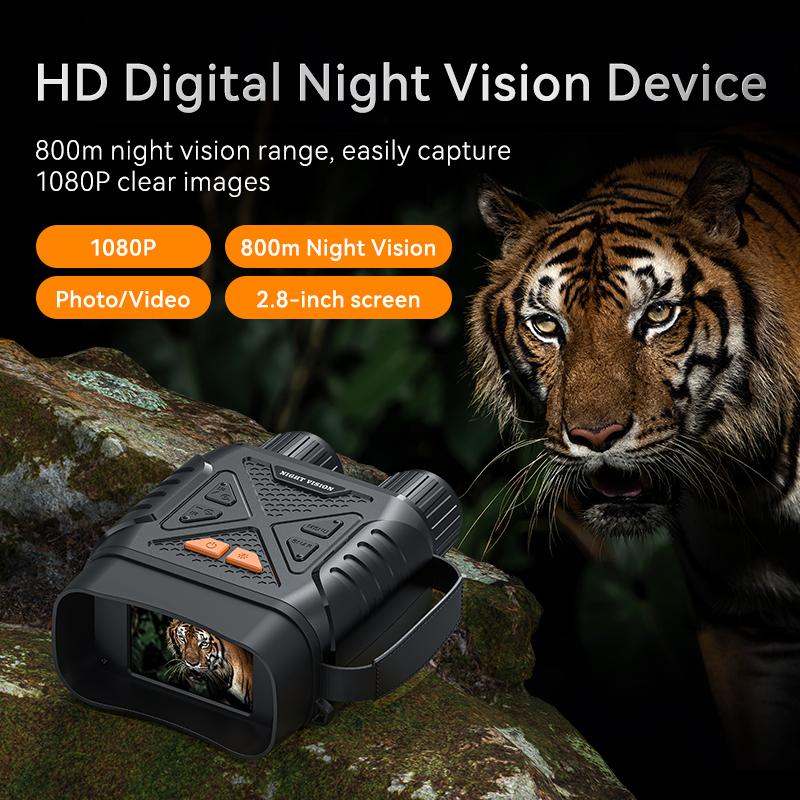 Night Vision Goggles with 64GB SD Card, Adult Night Vision Binoculars with 2.8 Inch HD Screen for Hunting Camping, Hiking Essentials 10x Digital Zoom, 5W Infrared Light, 7 Levels of Infrared, Simple Operation