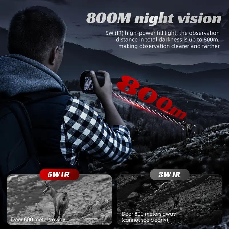 Night Vision Monocular, 2'' HD Screen Infrared Binoculars with Compass for Photos and Videos, Perfect for Adults Outdoor Camping and Wildlife Observation