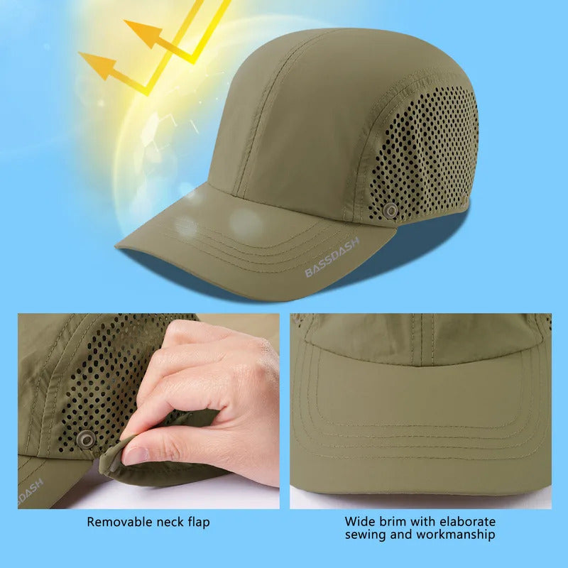50+ Foldable Fishing Hat Baseball Cap with Removable Neck Flap Portable for Men Women Golf Hiking