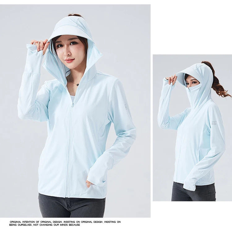 Summer Women Men Fishing Shirt UV Proof Coat Quick Dry Thin Sunscreen UPF50+ Outwear Hooded Cycling Beach Clothes