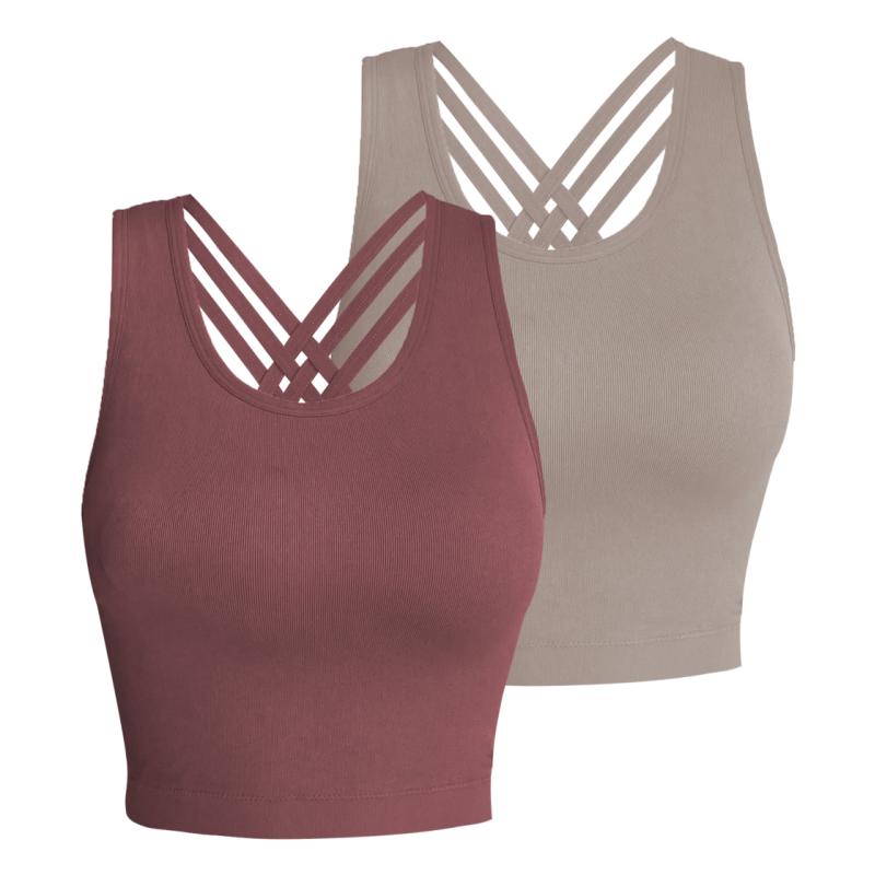 Pro-Fit Seamless 2 pieces  Cross-back sports bra, Comfortable, Support, Stretchy, Summer Outfits, everyday bra, Women Workout Clothes, Activewear 32678