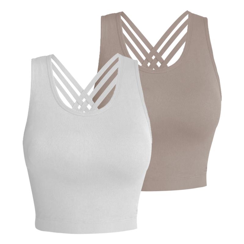 Pro-Fit Seamless 2 pieces  Cross-back sports bra, Comfortable, Support, Stretchy, Summer Outfits, everyday bra, Women Workout Clothes, Activewear 32678