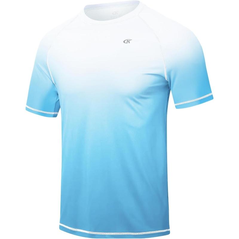 Men's UPF 50+ Rashguard Swim Tee Short Sleeve Running Shirt Swimwear Swim Hiking Workout Shirts #fathersdaygifts