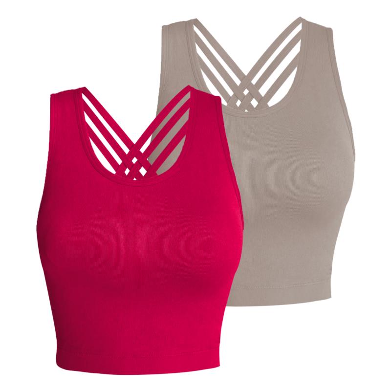 Pro-Fit Seamless 2 pieces  Cross-back sports bra, Comfortable, Support, Stretchy, Summer Outfits, everyday bra, Women Workout Clothes, Activewear 32678