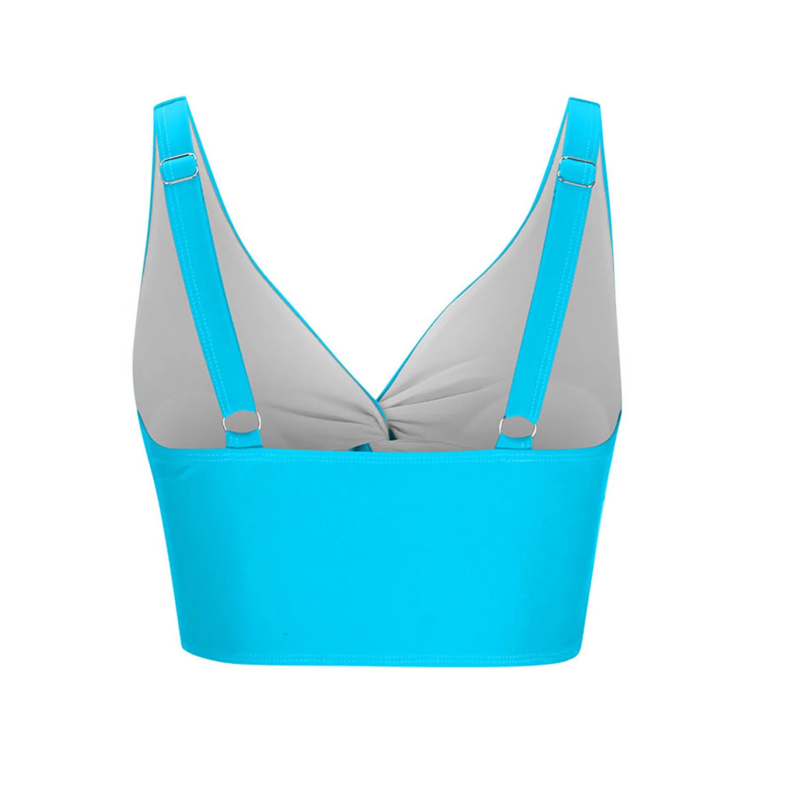 Women'S Swimsuit Top Solid Colour Bikini Swimsuit Fashion Gathering Push Up Tankini Swimsuit Sexy Backless Cross Strap Bikini