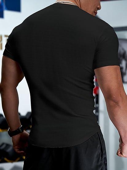 Set of 2 Men's Plain Muscle Slim V-Neck Short Sleeve T-Shirt for Daily Outdoor Wear, Casual Athletic Wear, and Gym Workout Outdoorfun,Father's Day gift