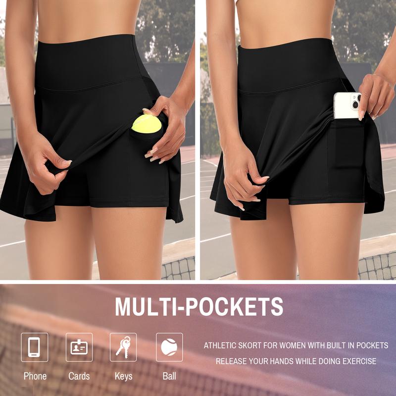Women's Tennis Solid Pocket High Waist Athletic Skirt Pleated Golf Skorts with Pockets High Waisted Workout Running Casual Girl Skirts