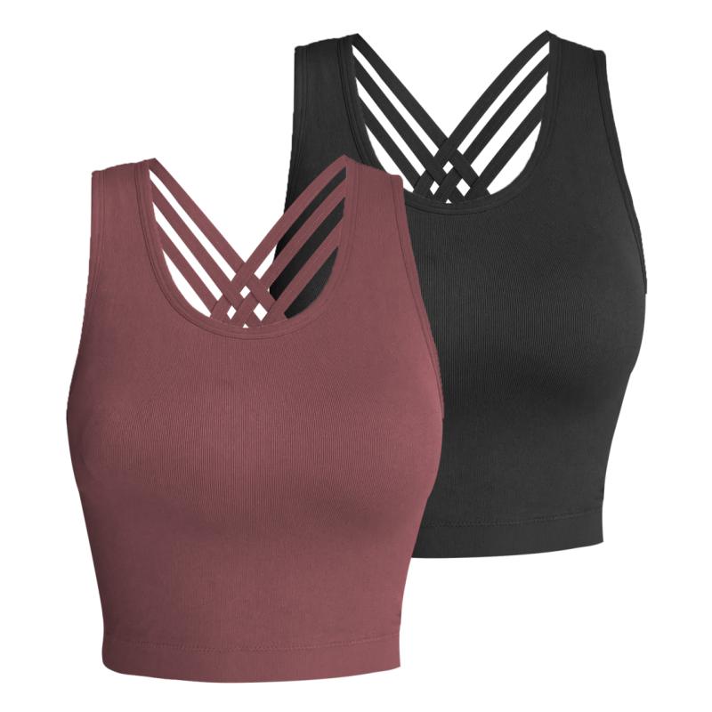Pro-Fit Seamless 2 pieces  Cross-back sports bra, Comfortable, Support, Stretchy, Summer Outfits, everyday bra, Women Workout Clothes, Activewear 32678